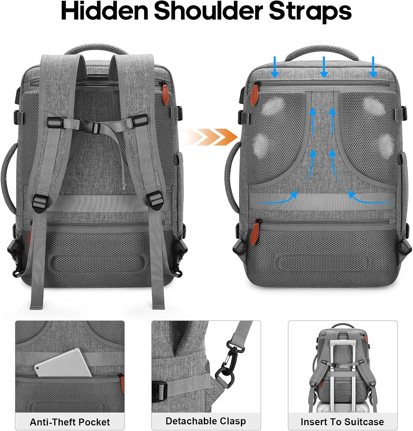 Bagsure Travel Backpack, 42L Carry on Luggage, Flight Approved Expandable Backpack, Laptop Backpack