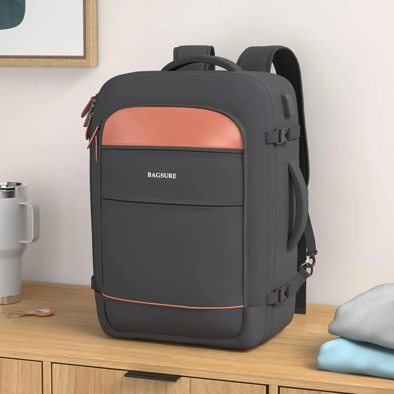 Bagsure Travel Backpack, 42L Carry on Luggage, Flight Approved Expandable Backpack, Laptop Backpack