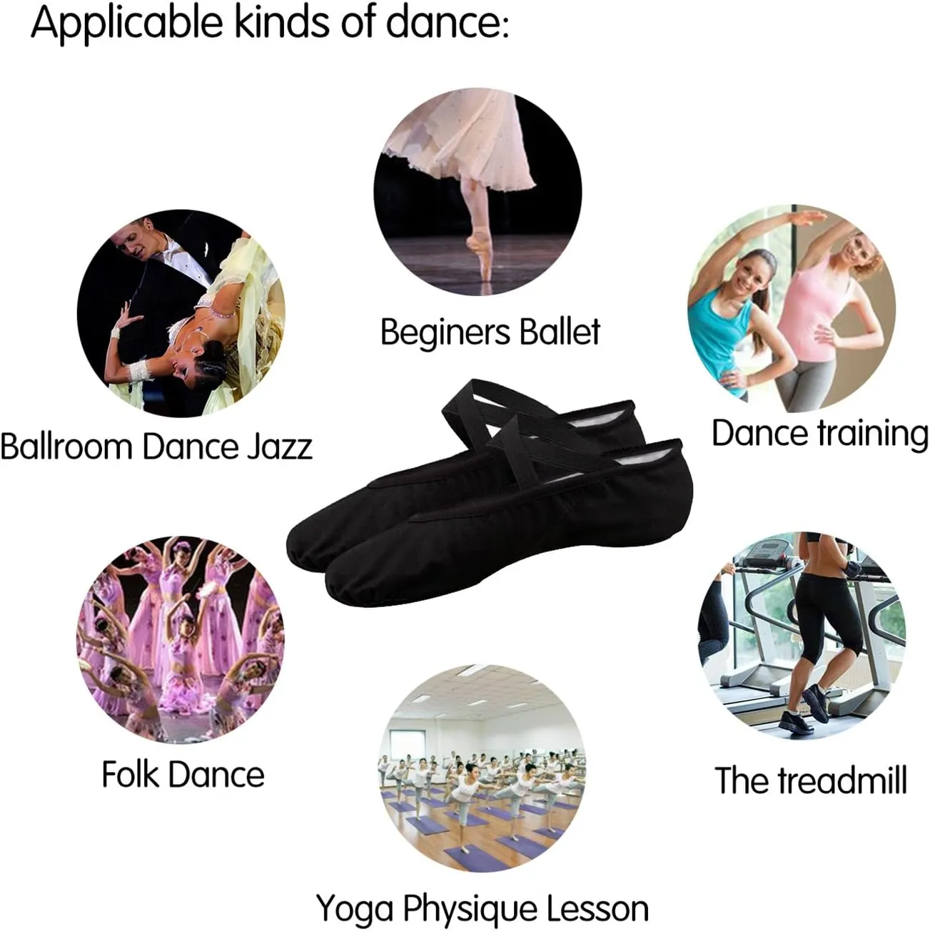 Ballet Slipper Dance Shoes for Women & Girls - Canvas Ballet Shoes for Yoga