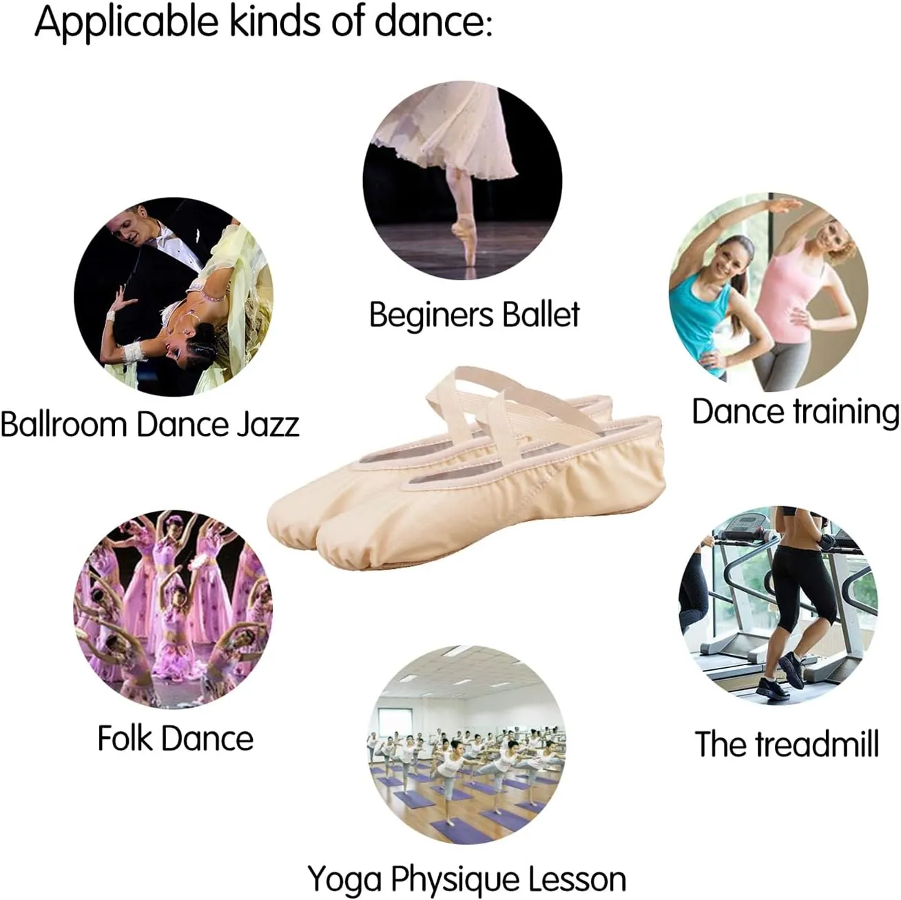 Ballet Slipper Dance Shoes for Women & Girls - Canvas Ballet Shoes for Yoga