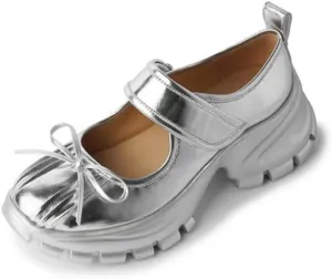 Ballet Sneakers for Women Round Toe Sneakerina Comfort Wear Dad Bows Shoes Mary Jane Chunky Platform Cute Y2K Retro Kawaii Elegant Dressy Fashion Trendy Tennis Trainer Back to School Summer Outdoors