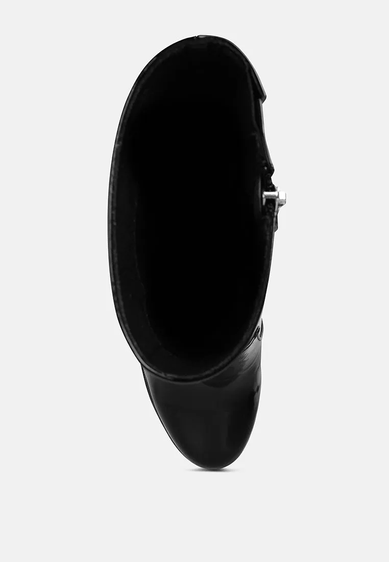 Bander Patent Pu High Heel Platform Ankle Boots By Ruw