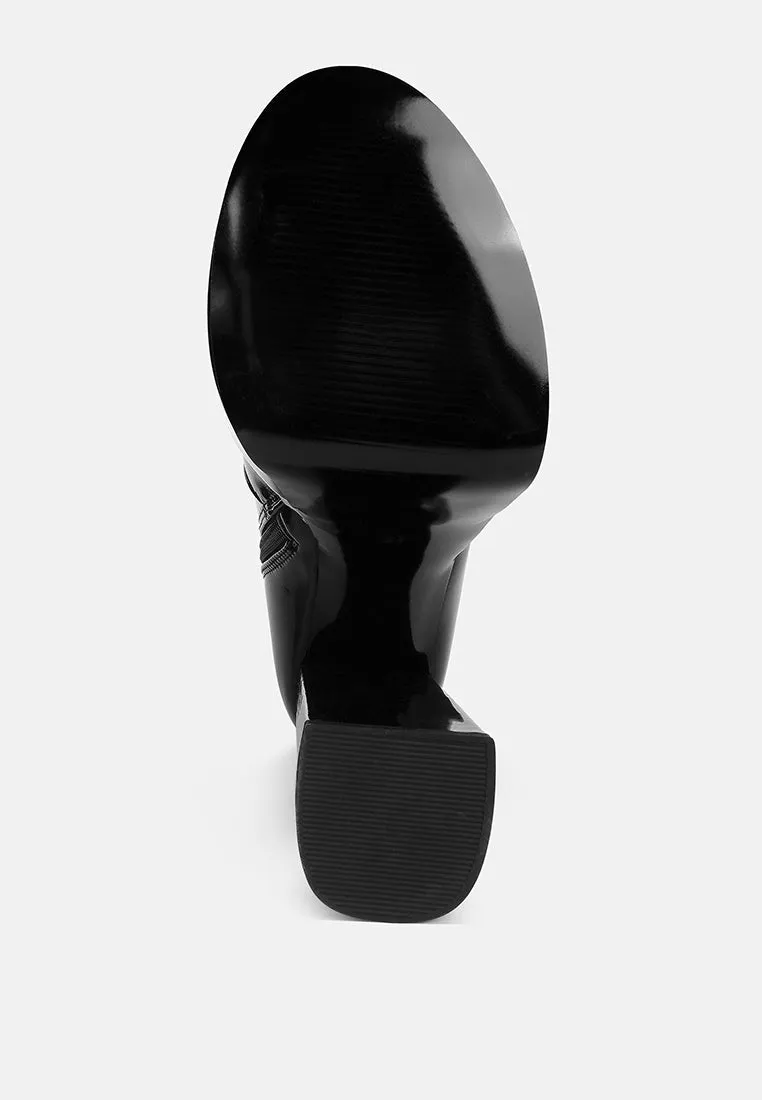 Bander Patent Pu High Heel Platform Ankle Boots By Ruw