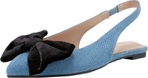 Bandolino Women's Simona Ballet Flat, Blue Denim/Black Velvet 420, 11