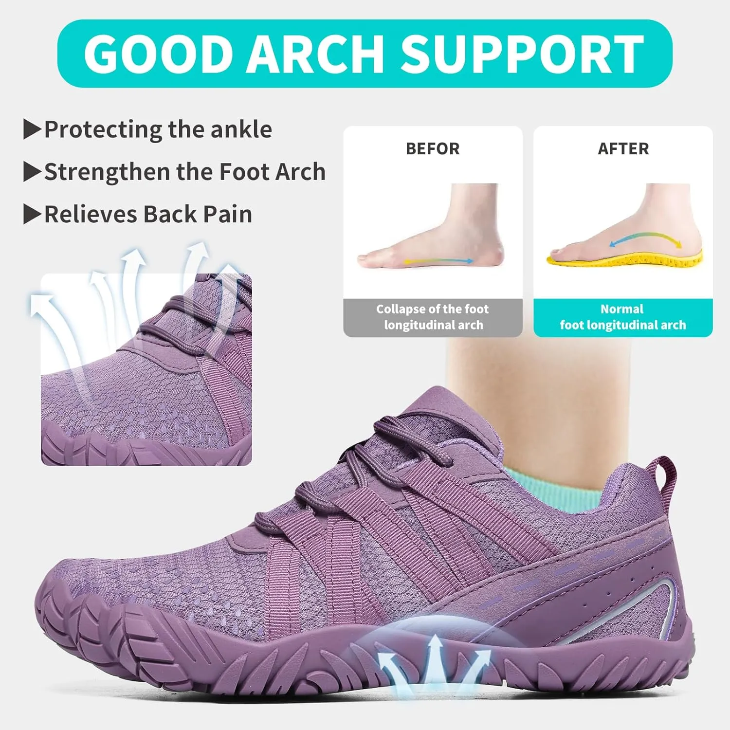 Barefoot Shoes Women Men Minimalist Zero Drop Wide Toe Box Water Shoes Hiking Barefoot Footwear Unisex Sneakers for Workout Cross-Trainer Walking Running Camping Beach Weightlifting Grounding Sport