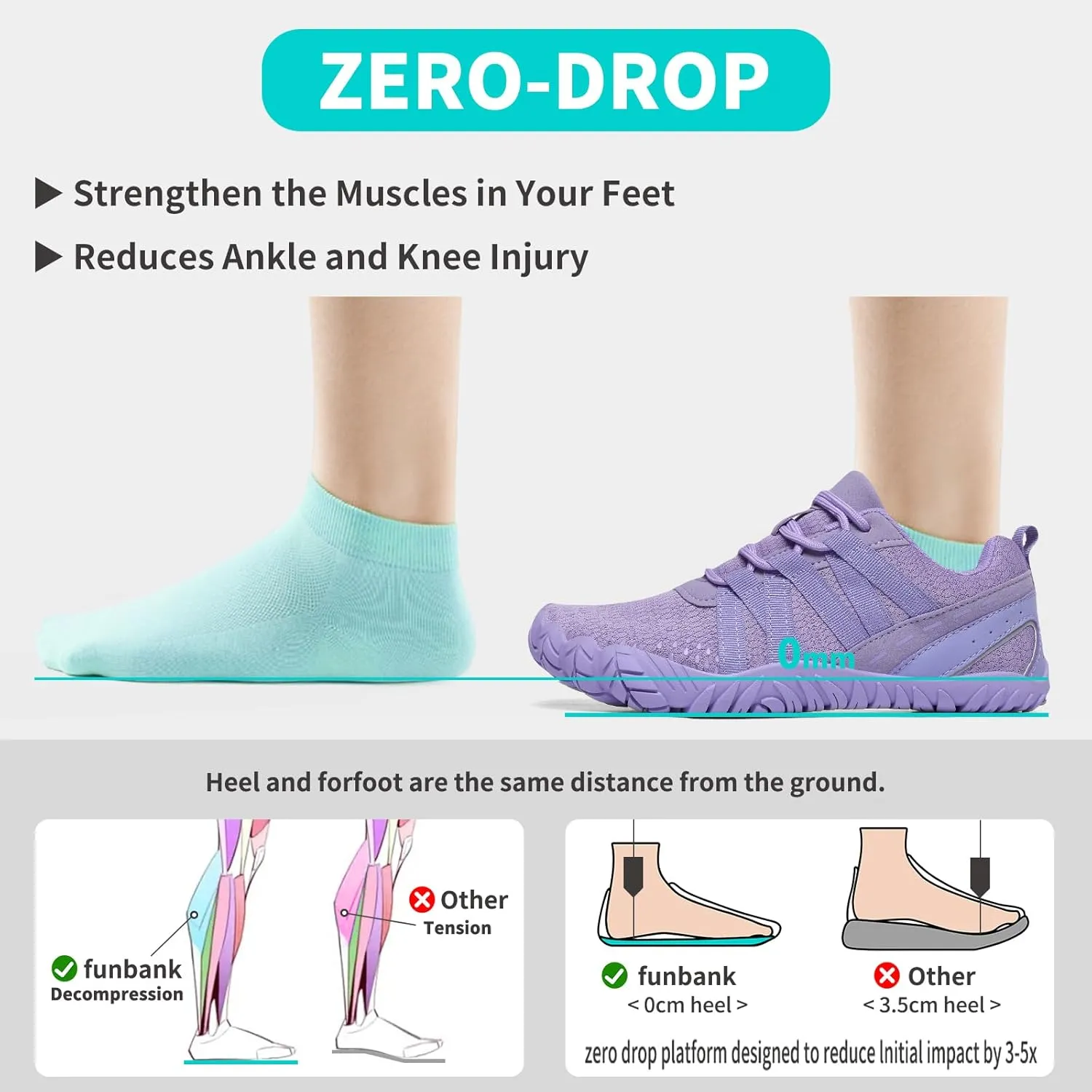 Barefoot Shoes Women Men Minimalist Zero Drop Wide Toe Box Water Shoes Hiking Barefoot Footwear Unisex Sneakers for Workout Cross-Trainer Walking Running Camping Beach Weightlifting Grounding Sport