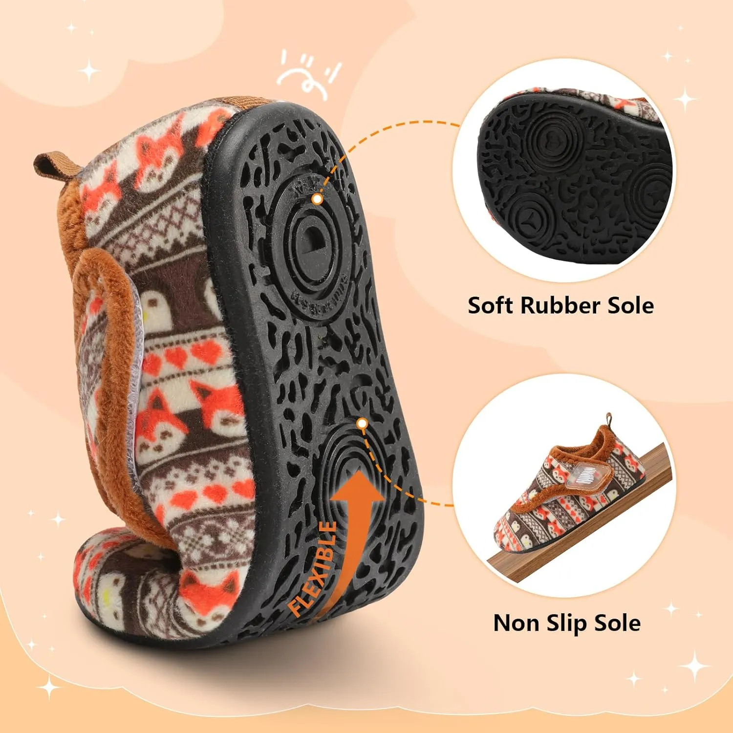 BARERUN Toddler Slippers Boys Girls House Shoes Warm Kids Slippers With Non-Slip Rubber Sole Fuzzy Cozy Walking Shoes Indoor/Outdoor