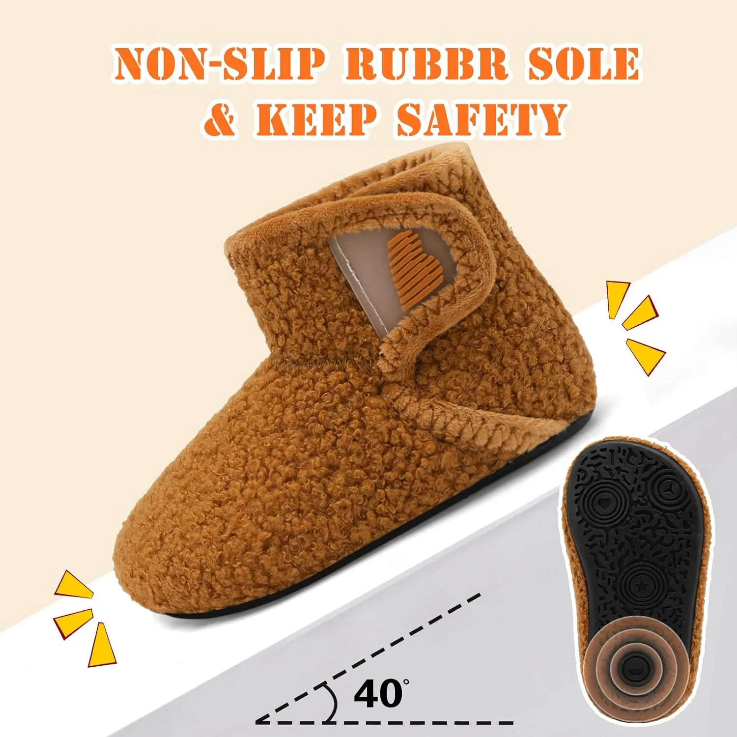 BARERUN Toddler Slippers Girls Boys House Shoes Baby Winter Booties Plush Cozy Kids House Slipper Warm Lightweight Infant Walking Shoes Socks
