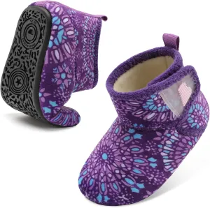 BARERUN Toddler Slippers Girls Boys House Shoes Baby Winter Booties Plush Cozy Kids House Slipper Warm Lightweight Infant Walking Shoes Socks