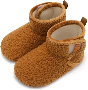 BARERUN Toddler Slippers Girls Boys House Shoes Baby Winter Booties Plush Cozy Kids House Slipper Warm Lightweight Infant Walking Shoes Socks