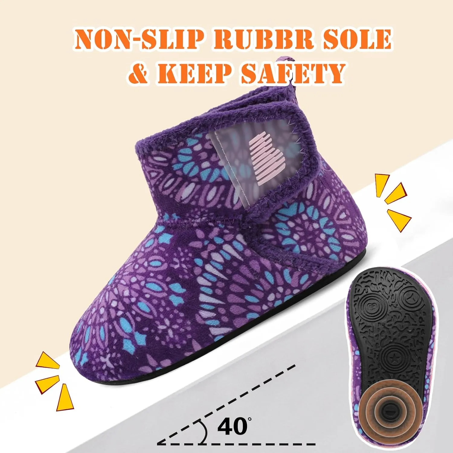 BARERUN Toddler Slippers Girls Boys House Shoes Baby Winter Booties Plush Cozy Kids House Slipper Warm Lightweight Infant Walking Shoes Socks