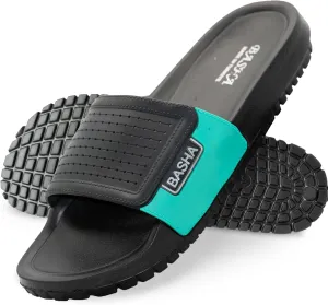 Basha Men's Slipper Durable Rubber Non-Slip Slides for College Dorm, Bathroom, Outdoor and Indoor