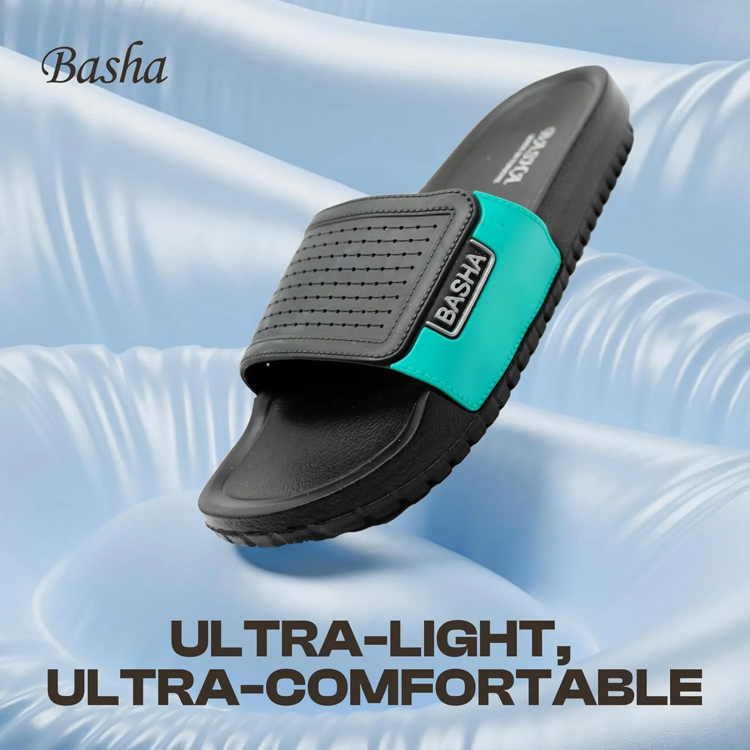 Basha Men's Slipper Durable Rubber Non-Slip Slides for College Dorm, Bathroom, Outdoor and Indoor