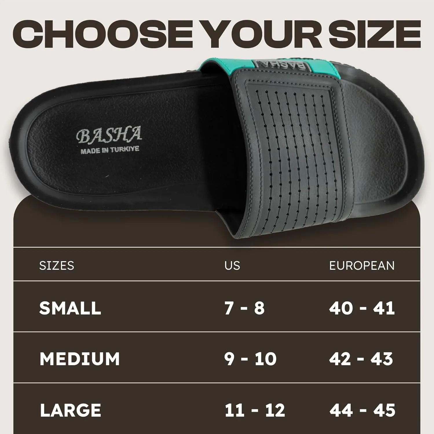 Basha Men's Slipper Durable Rubber Non-Slip Slides for College Dorm, Bathroom, Outdoor and Indoor