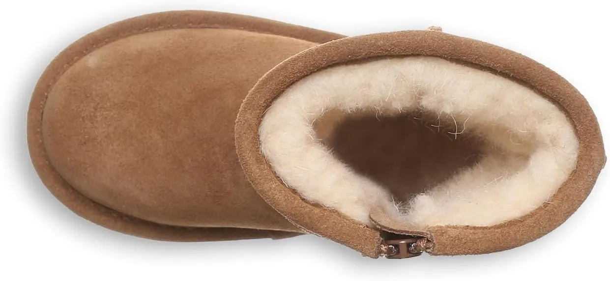 BEARPAW Elle Toddler Multiple Colors | Toddler's Boot Classic Suede with Zipper | Kid's Slip On Boot | Comfortable Winter Boot