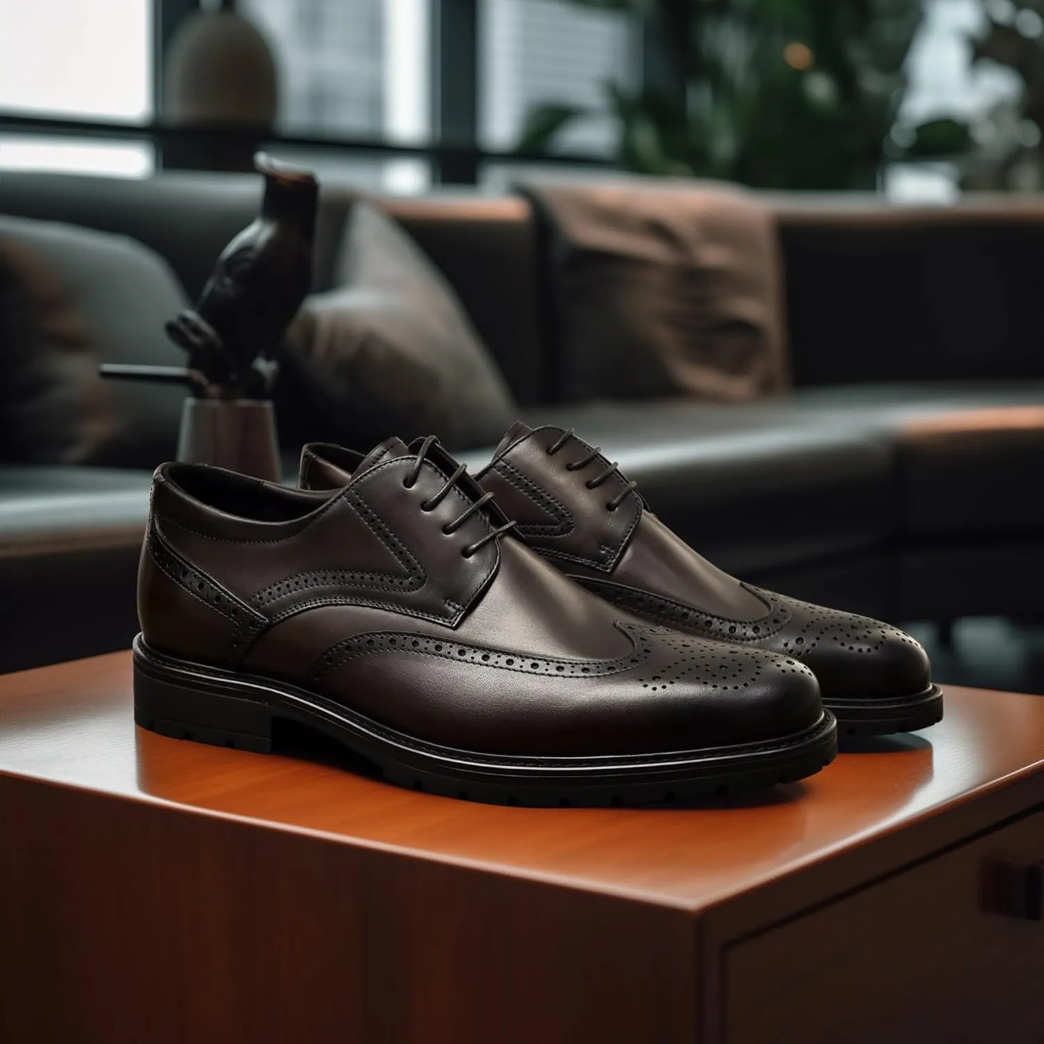 BEAU TODAY Mens Dress Shoes, Business Casual Oxford Shoes for Men, Formal Brogue Wingtip Men Shoes, Genuine Leather Comfortable Shoes for Men