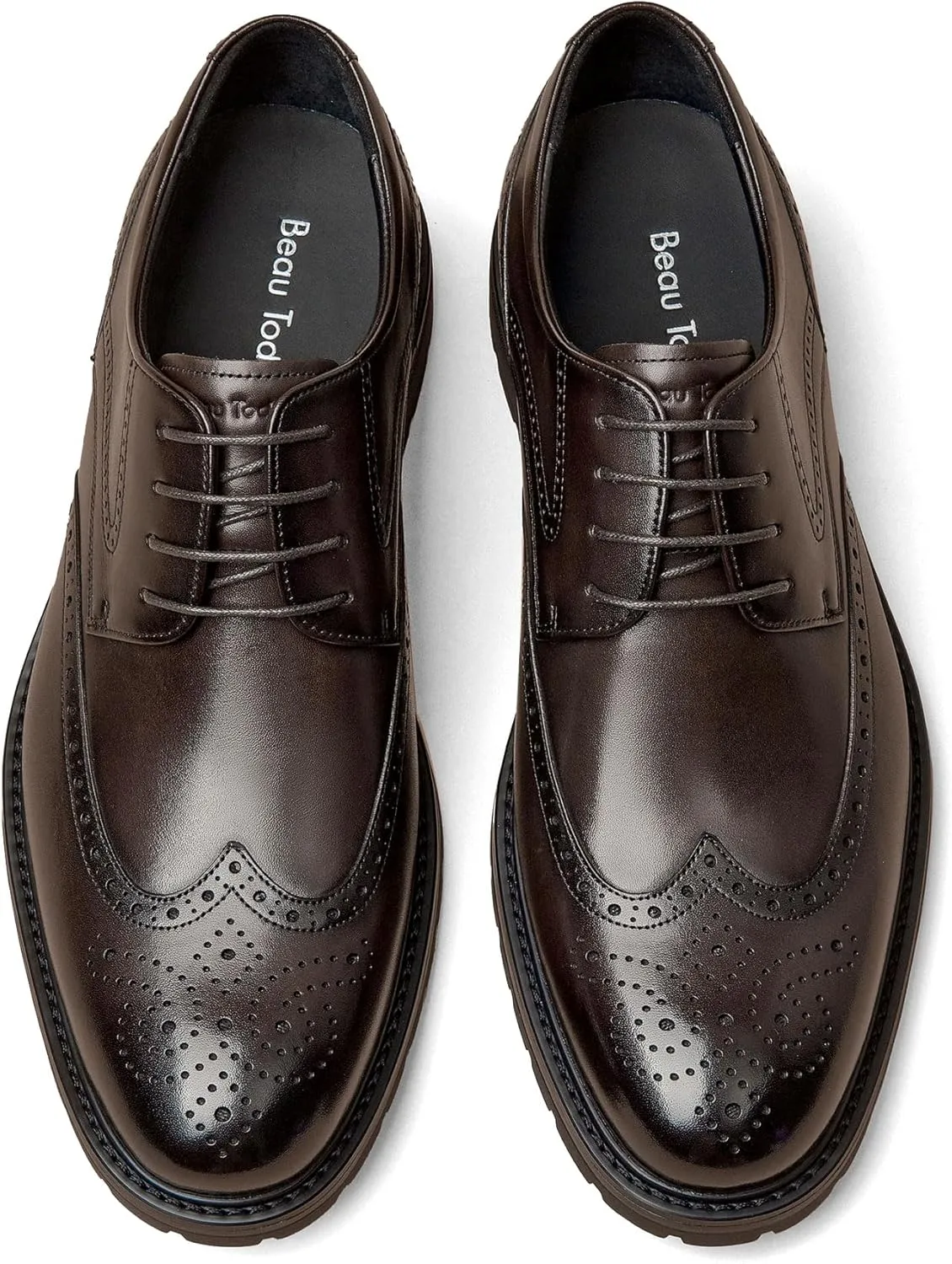 BEAU TODAY Mens Dress Shoes, Business Casual Oxford Shoes for Men, Formal Brogue Wingtip Men Shoes, Genuine Leather Comfortable Shoes for Men
