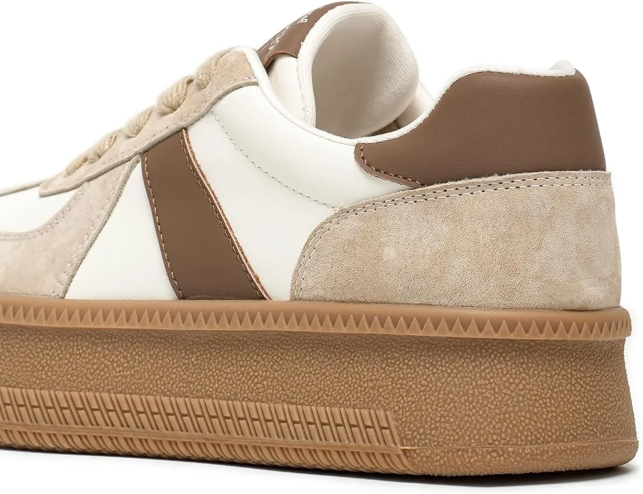 BEAU TODAY Womens Platform Retro Sneakers, Fashion Sneakers for Women, Casual Suede Leather Sneakers, Comfortable Lace Up Non-Slip Walking Tennis Trainer Shoes