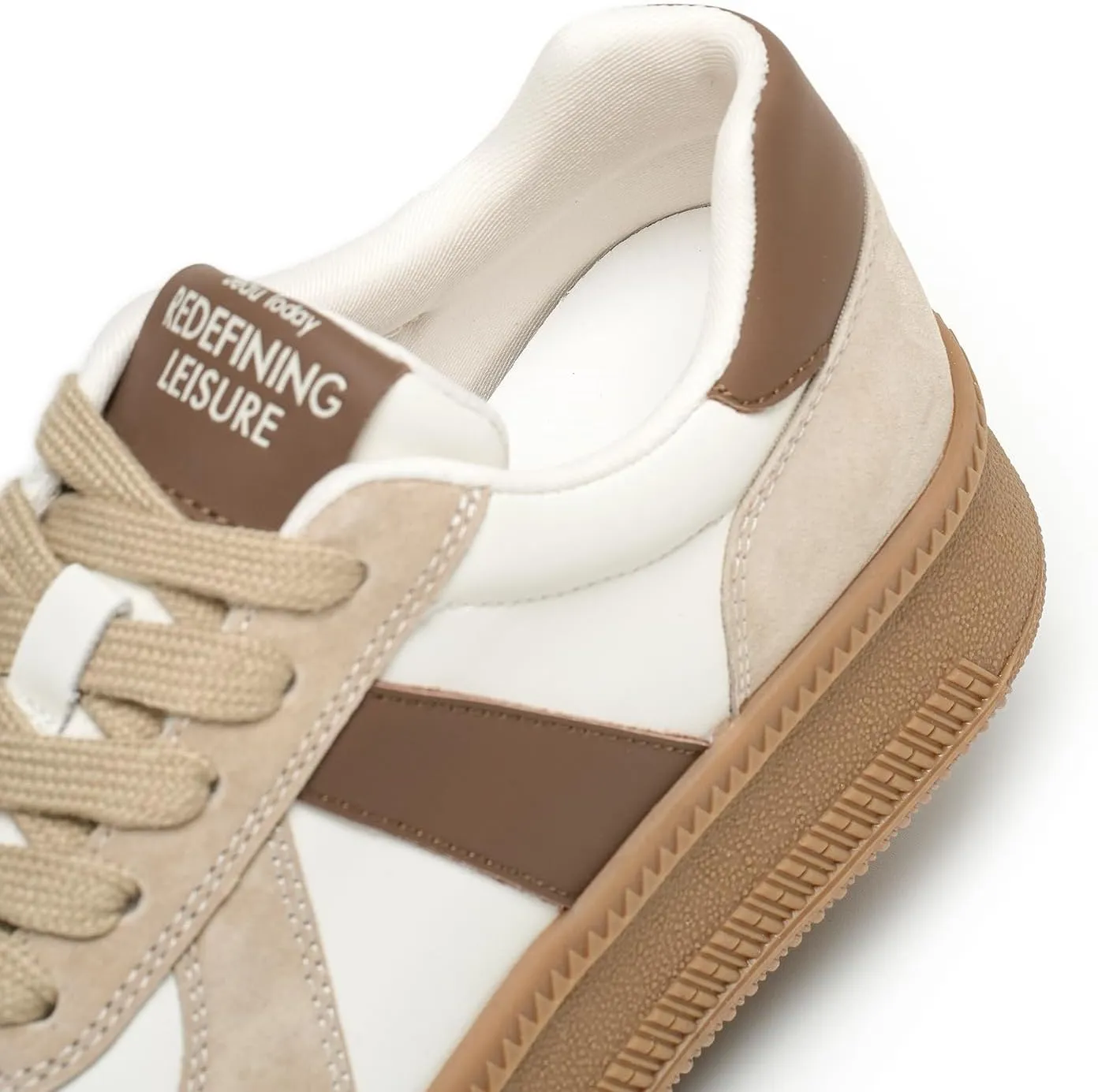 BEAU TODAY Womens Platform Retro Sneakers, Fashion Sneakers for Women, Casual Suede Leather Sneakers, Comfortable Lace Up Non-Slip Walking Tennis Trainer Shoes