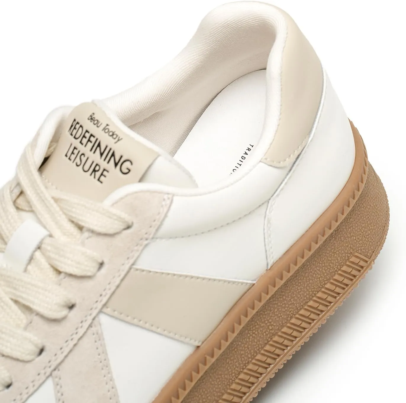 BEAU TODAY Womens Platform Retro Sneakers, Fashion Sneakers for Women, Casual Suede Leather Sneakers, Comfortable Lace Up Non-Slip Walking Tennis Trainer Shoes