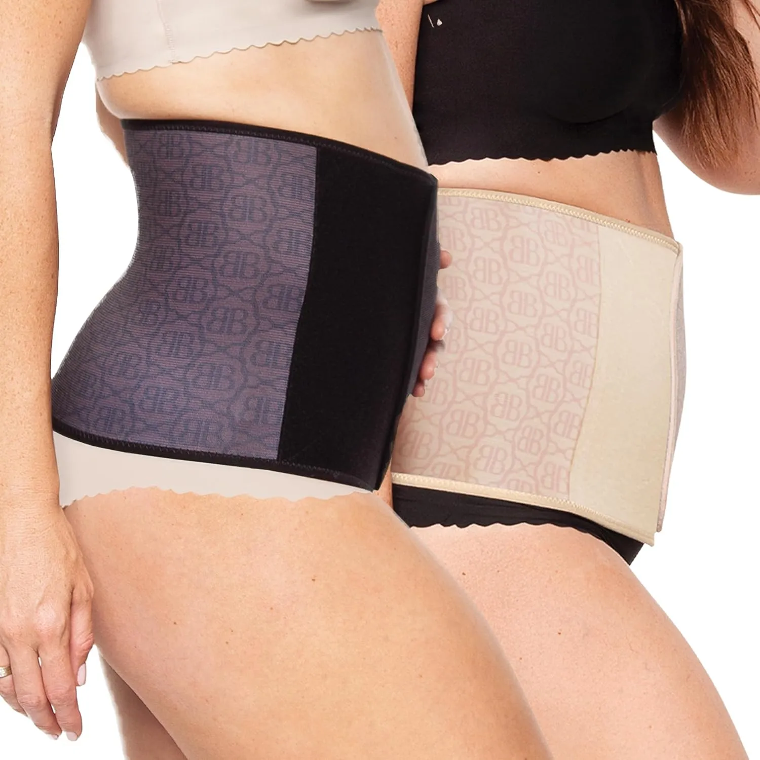 Belly Bandit Original Postpartum Belly Wrap off Bundle | C-Section Recovery Essentials & Postpartum Kit for Belly Support & Back Pain Relief | Nude & Black - Small