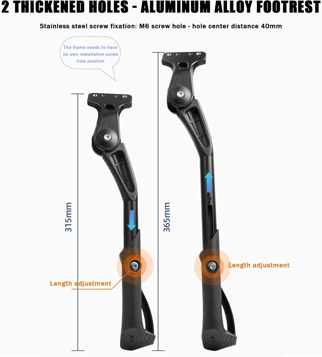 Bike Kickstand for Haibike SDURO HardSeven 3.0, Aluminum Adjustable Kickstand Foot Side Stand Suppor Rear Side Bicycle Stand with Non-Slip Rubber Foot,B