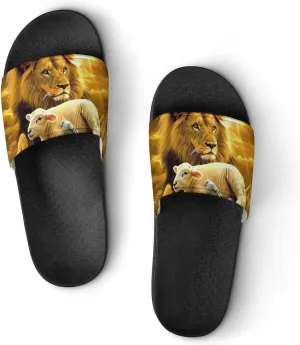 Bird Sheep Lion Wilderness Slippers Shower Slipper In-Door Slipper Quick Drying Non-Slip Bathroom Pool Woman Man PVC