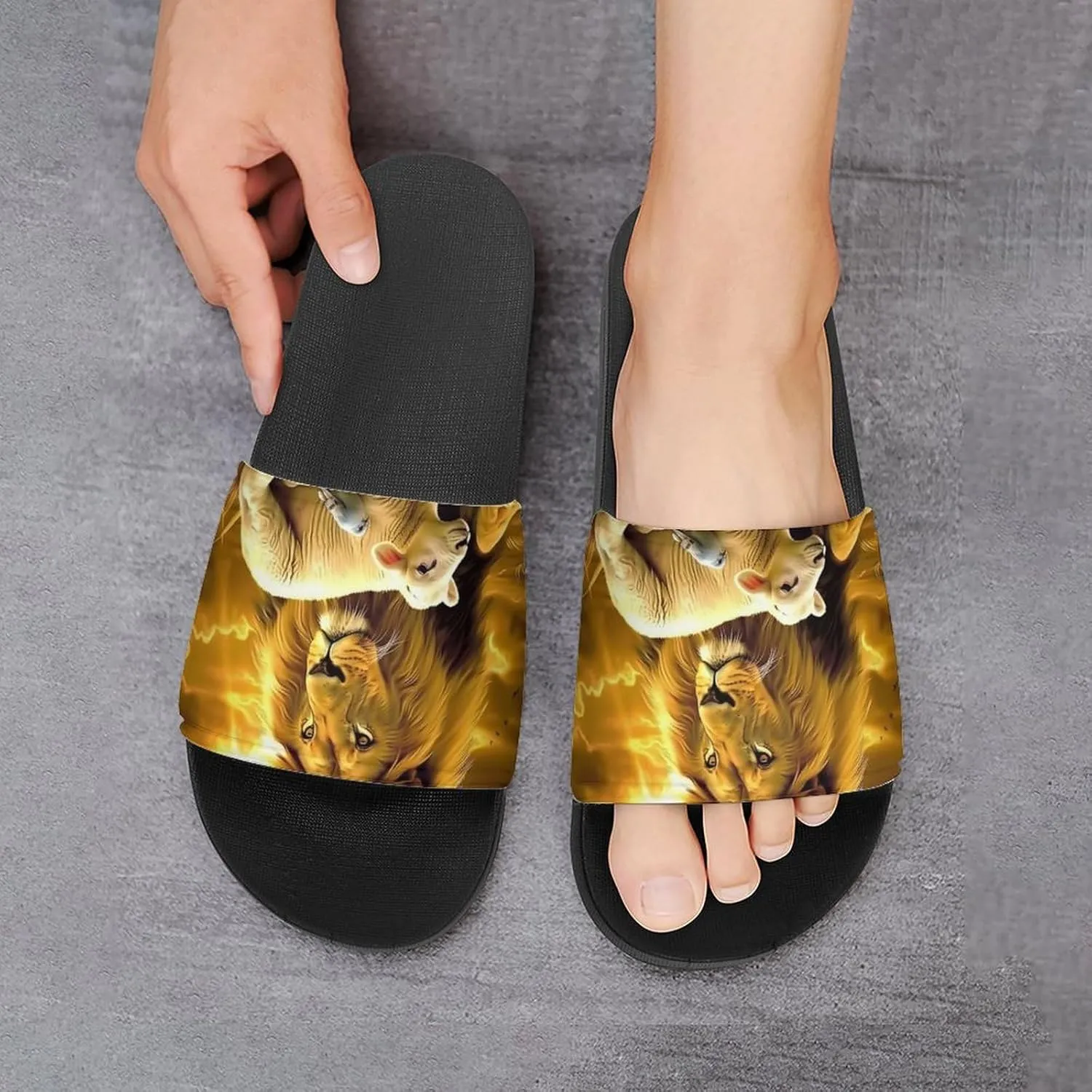 Bird Sheep Lion Wilderness Slippers Shower Slipper In-Door Slipper Quick Drying Non-Slip Bathroom Pool Woman Man PVC