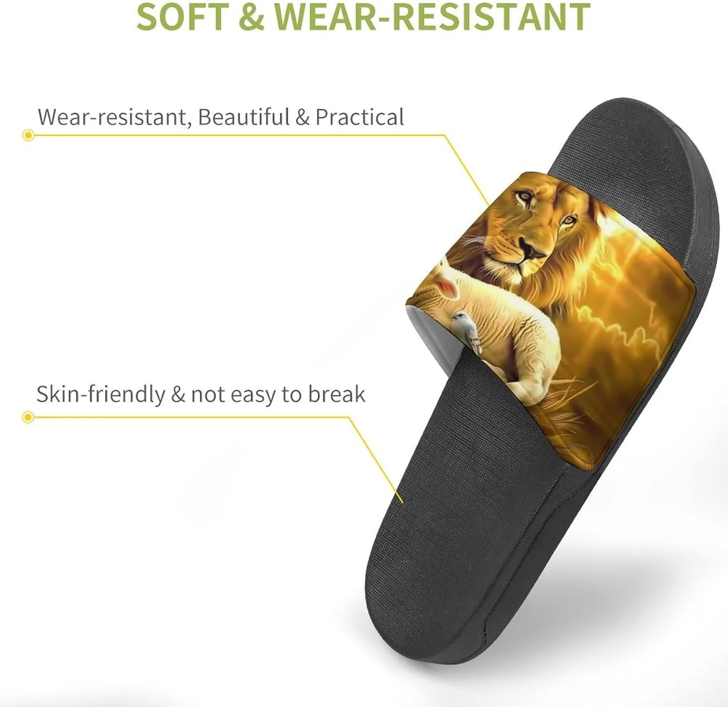 Bird Sheep Lion Wilderness Slippers Shower Slipper In-Door Slipper Quick Drying Non-Slip Bathroom Pool Woman Man PVC