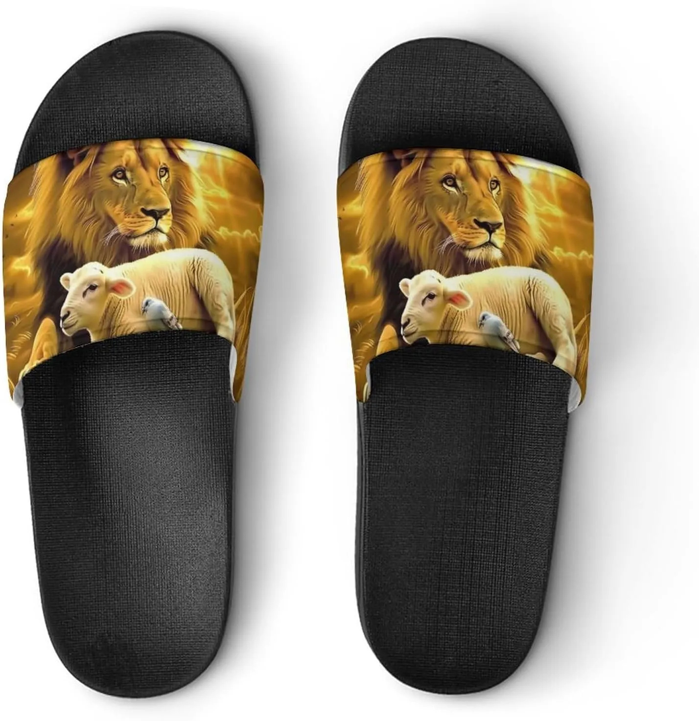 Bird Sheep Lion Wilderness Slippers Shower Slipper In-Door Slipper Quick Drying Non-Slip Bathroom Pool Woman Man PVC