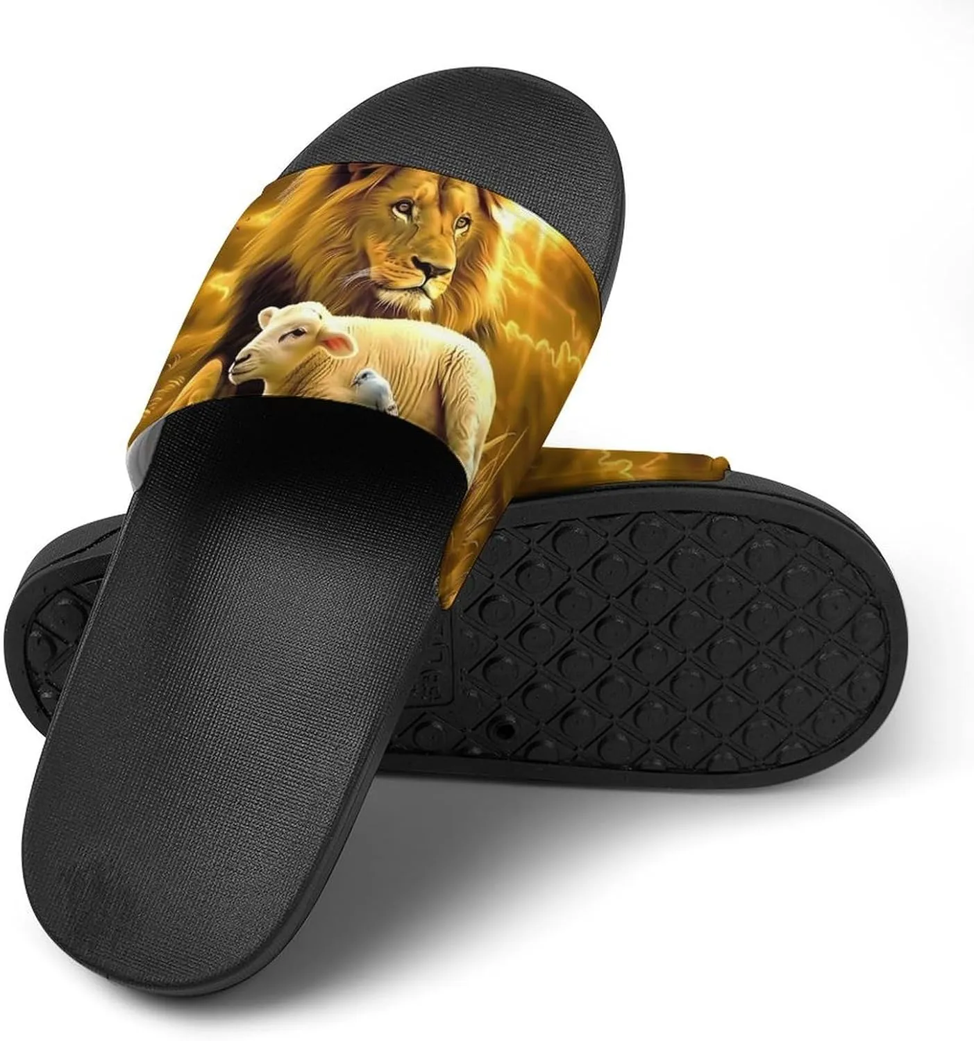 Bird Sheep Lion Wilderness Slippers Shower Slipper In-Door Slipper Quick Drying Non-Slip Bathroom Pool Woman Man PVC