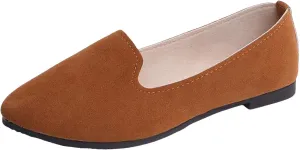 Black Flats for Women Slip on Classic Flats Comfortable Dressy Faux Suede Ballet Flats Shoes Casual Walking Flat Shoes for Women