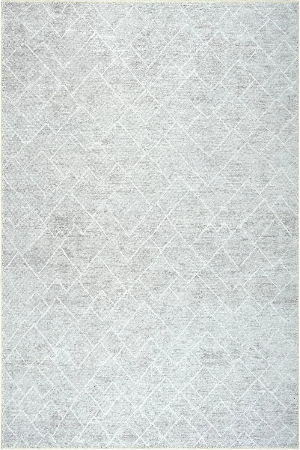 Bloom Rugs Washable Non-Slip 5' x 7' Rug - Gray/Pebble Striped Area Rug for Living Room, Bedroom, Dining Room, and Kitchen - Exact Size: 5' x 7'