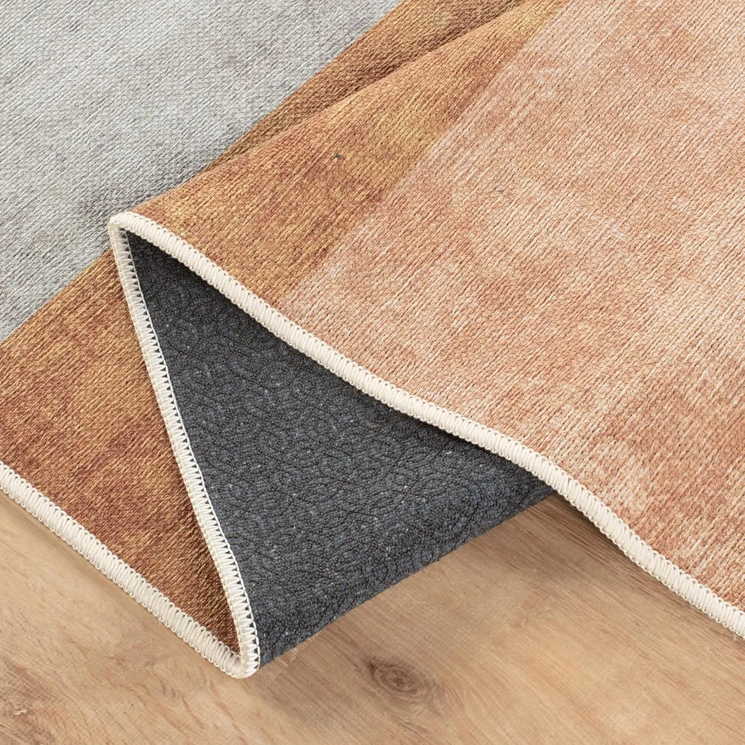 Bloom Rugs Washable Non-Slip 7 ft Runner - Coral/Burnt Orange Modern Geometric Runner for Entryway, Hallway, Bathroom, and Kitchen - Exact Size: 2.5' x 7'