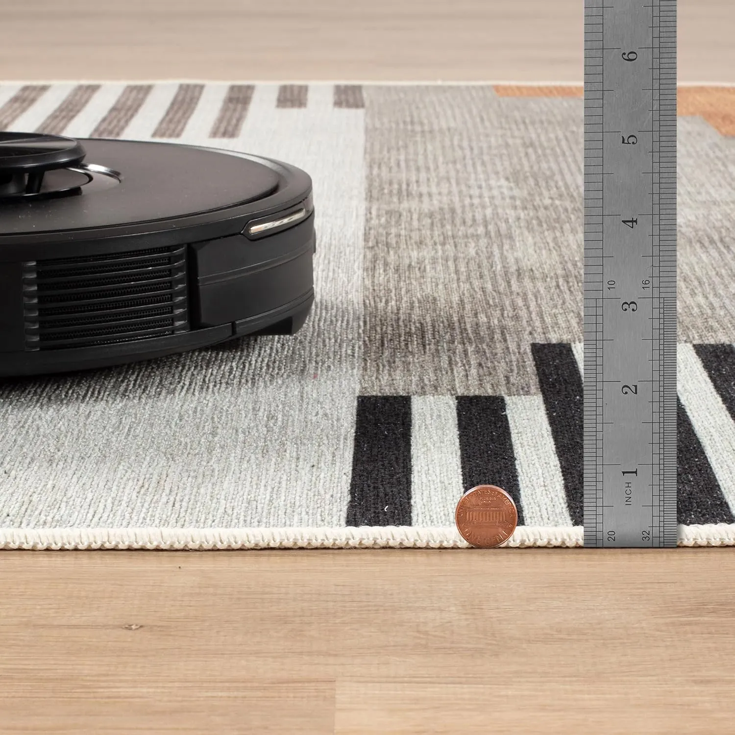 Bloom Rugs Washable Non-Slip 7 ft Runner - Light Gray/Burnt Orange Modern Geometric Runner for Entryway, Hallway, Bathroom, and Kitchen - Exact Size: 2.5' x 7'