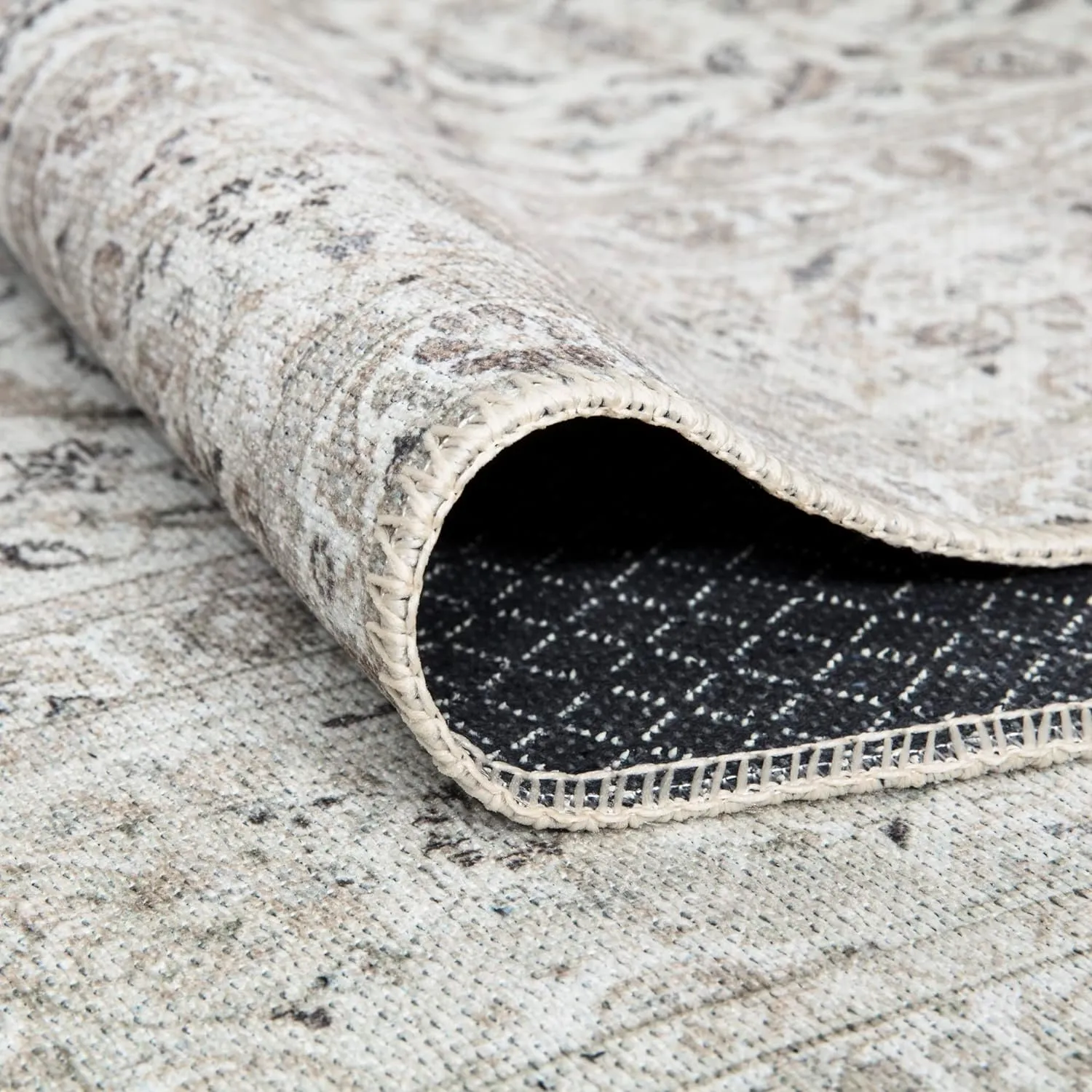 Bloom Rugs Washable Non-Slip 9' x 12' Rug - Beige/Off White Traditional Bordered Area Rug for Living Room, Bedroom, Dining Room, and Kitchen - Exact Size: 9' x 12'