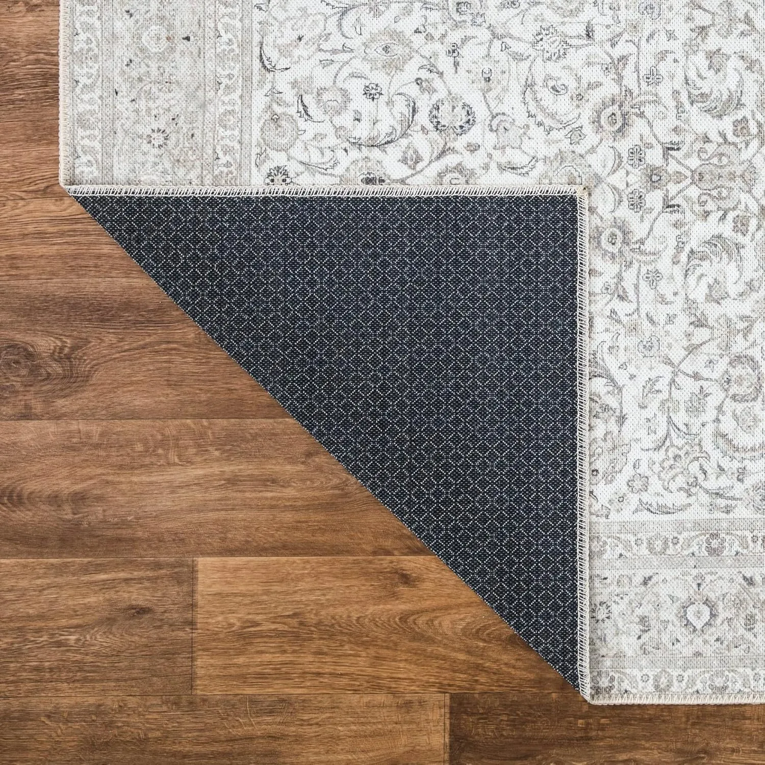 Bloom Rugs Washable Non-Slip 9' x 12' Rug - Beige/Off White Traditional Bordered Area Rug for Living Room, Bedroom, Dining Room, and Kitchen - Exact Size: 9' x 12'