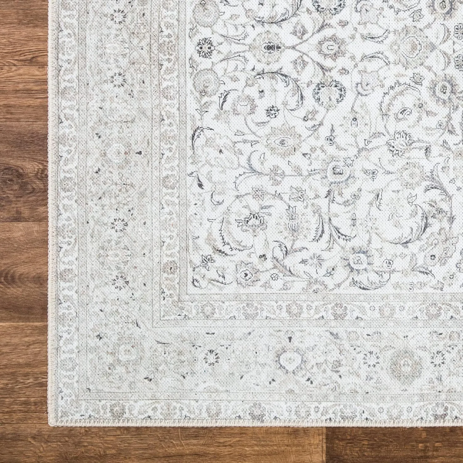 Bloom Rugs Washable Non-Slip 9' x 12' Rug - Beige/Off White Traditional Bordered Area Rug for Living Room, Bedroom, Dining Room, and Kitchen - Exact Size: 9' x 12'