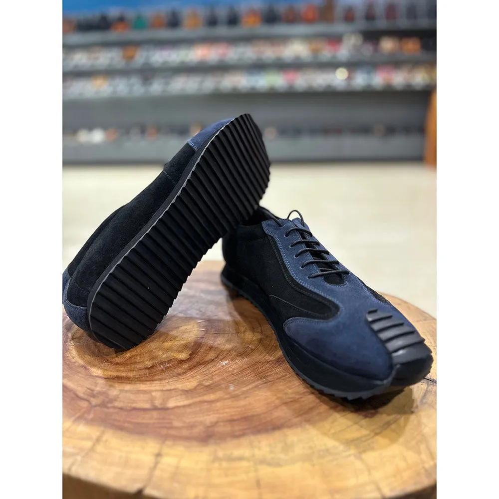 Blue   Black Suede Extralight Modern Trainer Sneaker