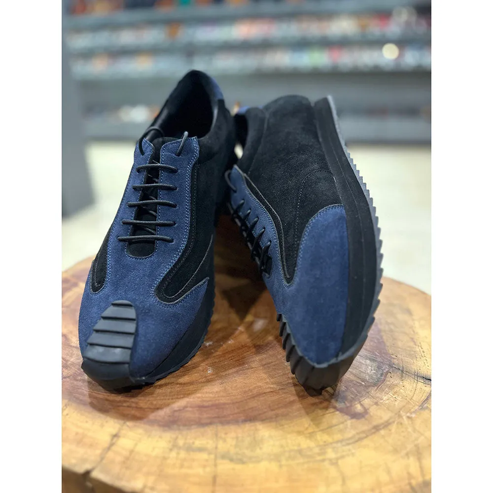 Blue   Black Suede Extralight Modern Trainer Sneaker