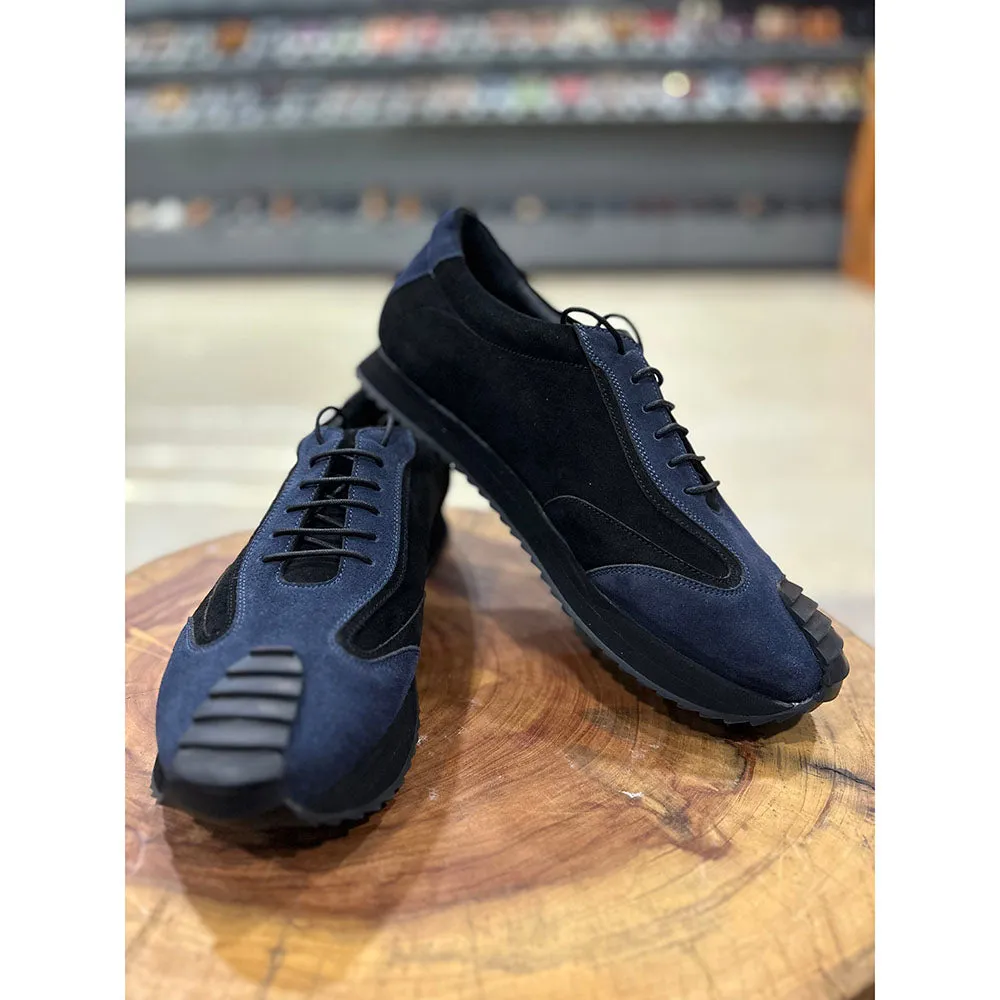 Blue   Black Suede Extralight Modern Trainer Sneaker