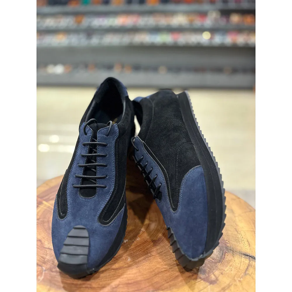 Blue   Black Suede Extralight Modern Trainer Sneaker