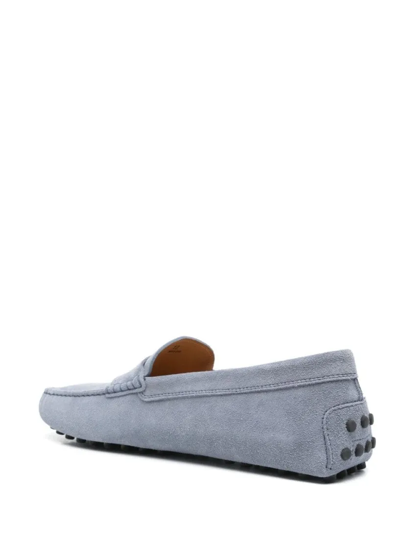Blue Suede Slip-On Loafers