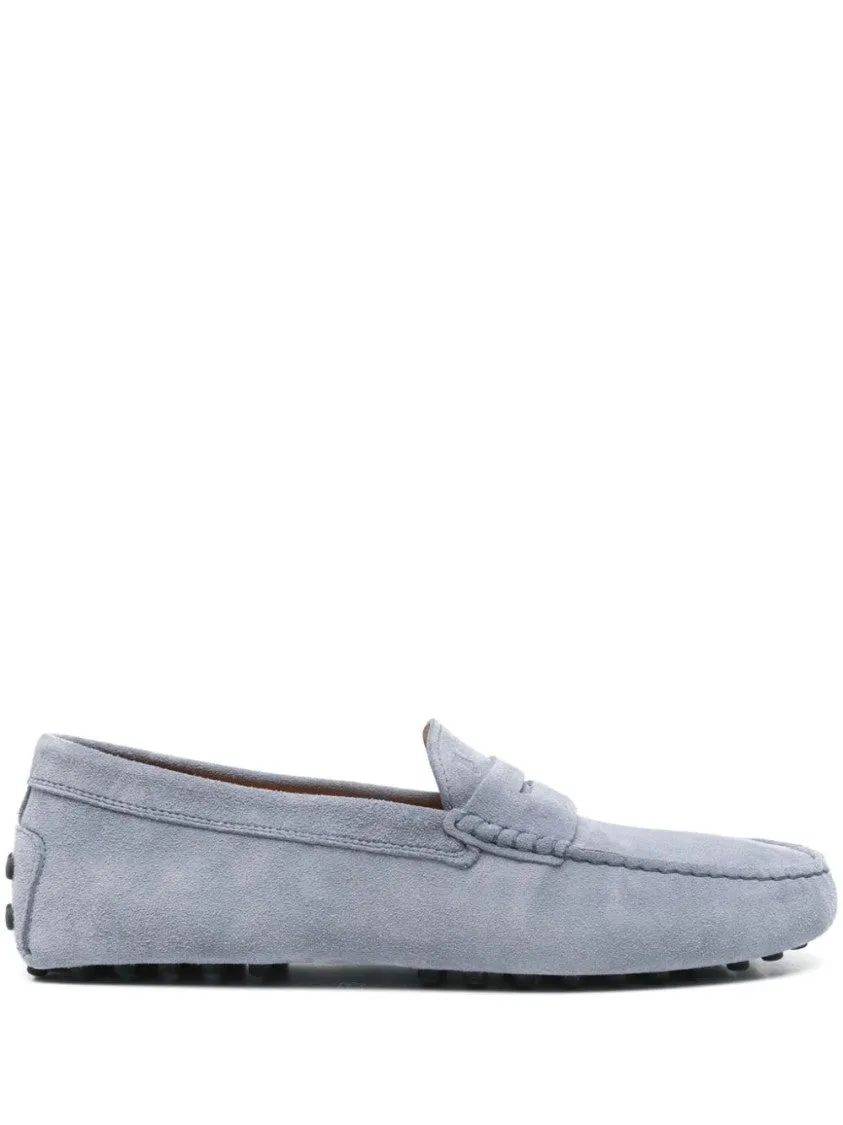 Blue Suede Slip-On Loafers
