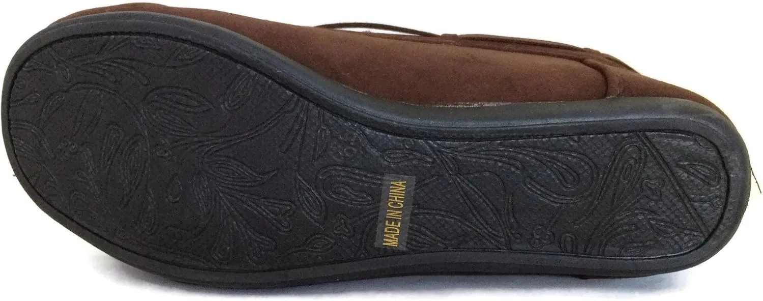 Blueberry Womens Faux Soft Suede Fur Lined Moccasin House Slippers Indoor Outdoor