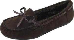 Blueberry Womens Faux Soft Suede Fur Lined Moccasin House Slippers Indoor Outdoor