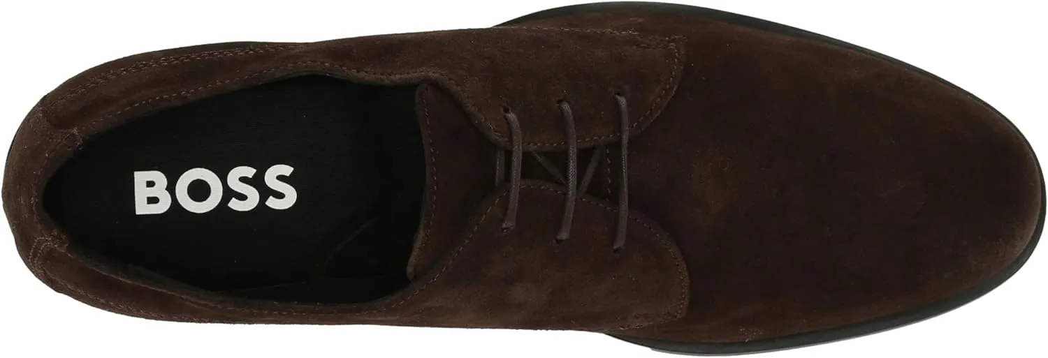 BOSS Men's Colby Smooth Suede Lace Up Derby Dress Shoe Oxford Flat