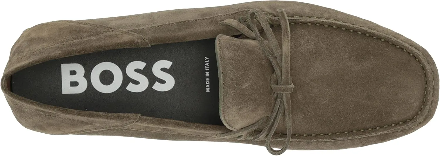 BOSS Women's Suede Slip-on Moccasins with Top Bow Detail Loafer Flat