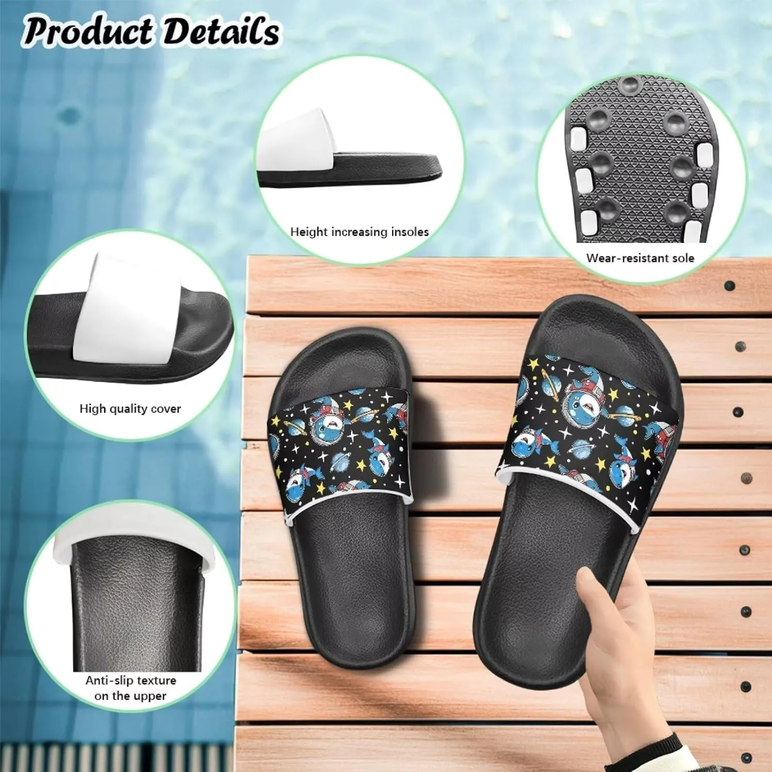 Boys Sandals with Non Slip Footbed Casual Slides Sandals Open Toes Flat