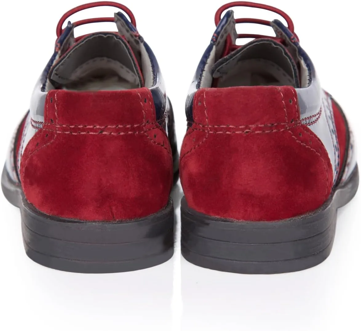 Boys Suede Patent Dress Shoes Lace Up Brogue Formal Wedding Footwear